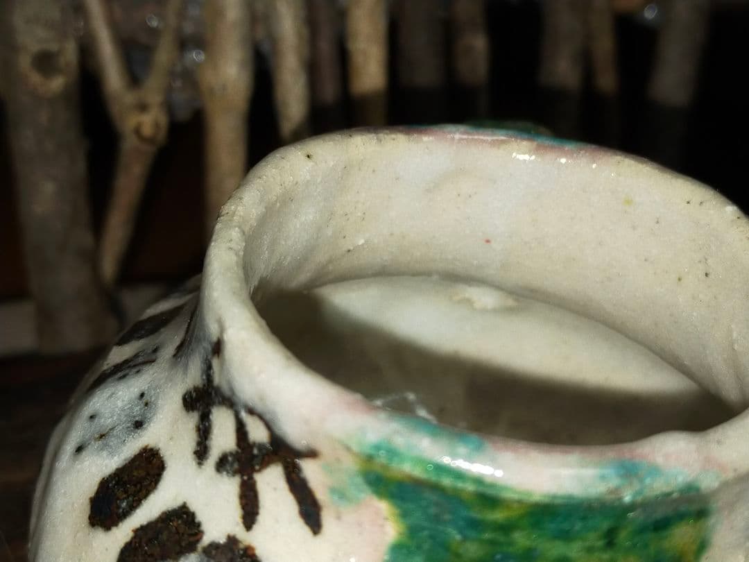 ♥織部　急須　単孔　鉄砲口　骨董　古玩