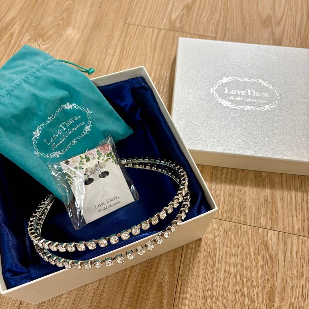 LoveTiara 2連クリスタルカチューシャ&イヤリングセット