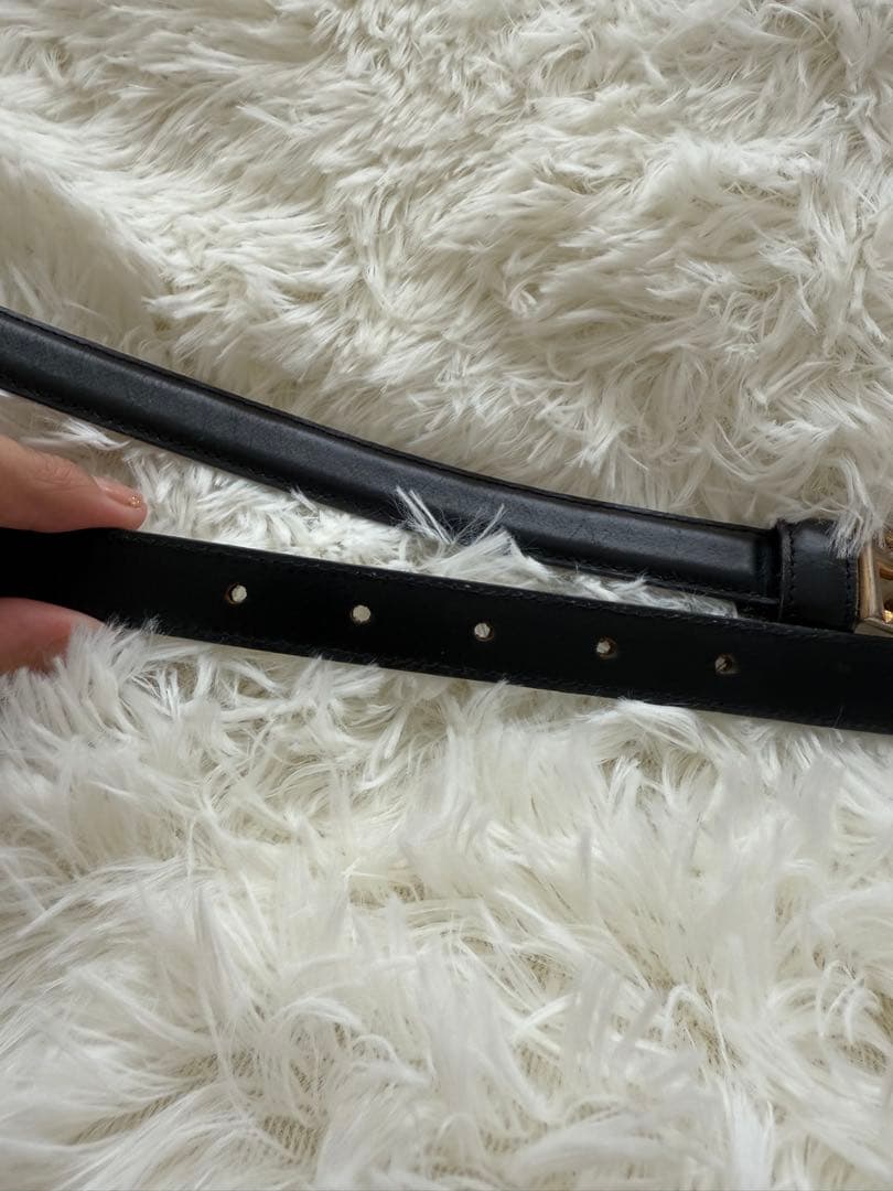 フェンディ FENDI ベルト レザー ズッカ ロゴ バックル ゴールド金具❣️黒