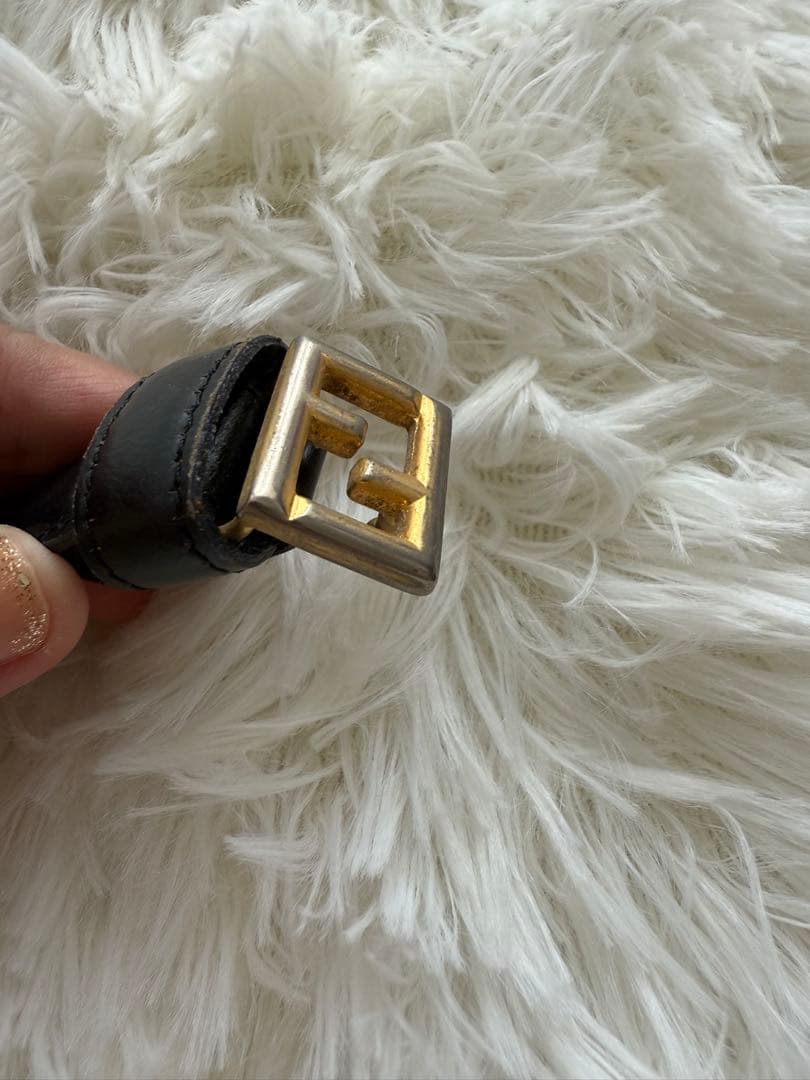 フェンディ FENDI ベルト レザー ズッカ ロゴ バックル ゴールド金具❣️黒
