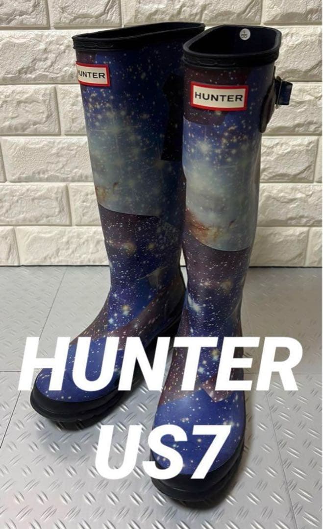 HUNTER 宇宙柄 ロングブーツ US7 24cm