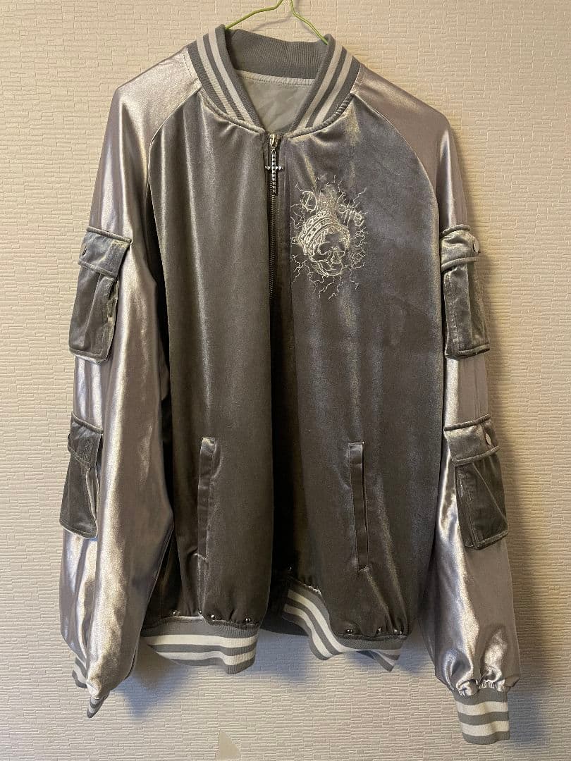 Dimmoire ディムモアール 刺繍ベロア スカジャン シルバー レフレム