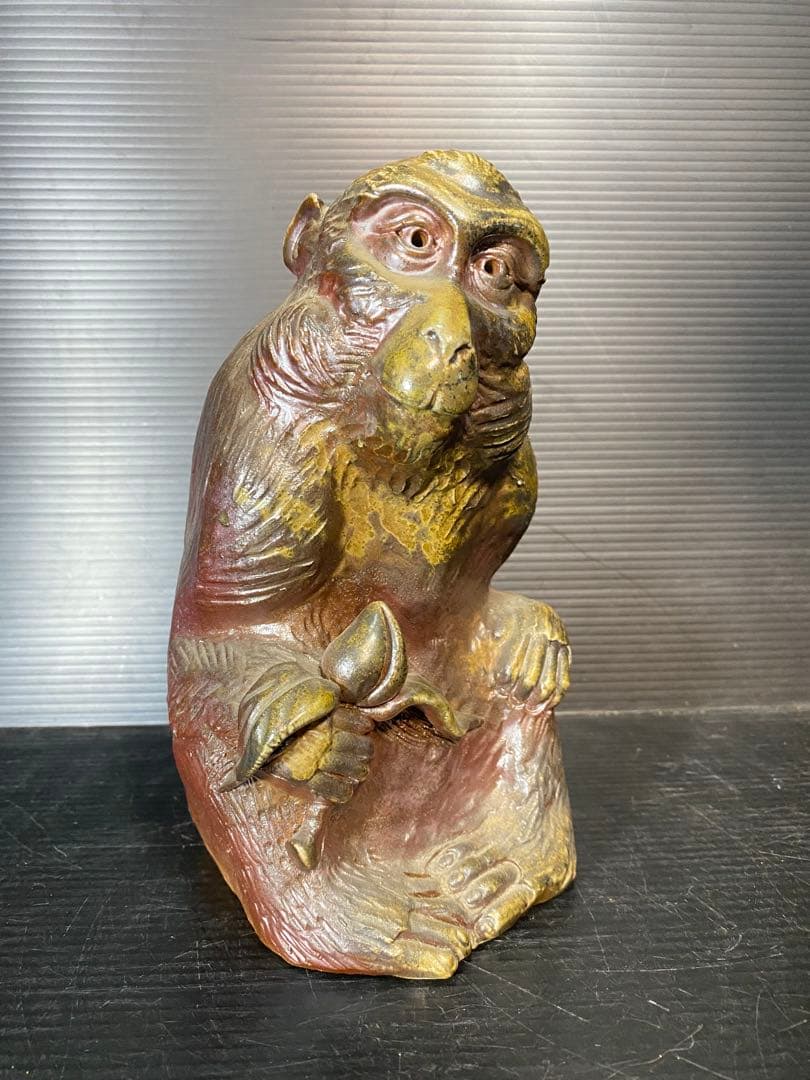 Green 備前焼 木村陶雲 置物 2点 布袋　備前