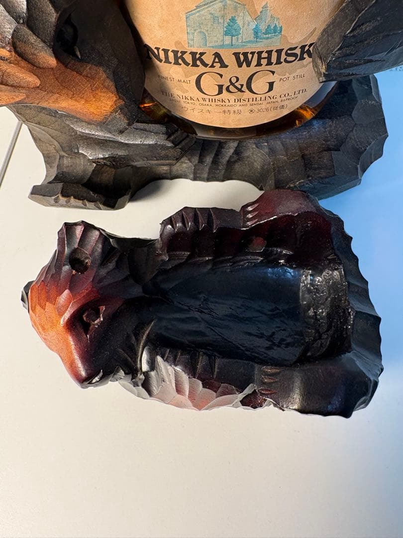 ニッカ G&G 熊の置物 木彫り 親子セット ウイスキー特級