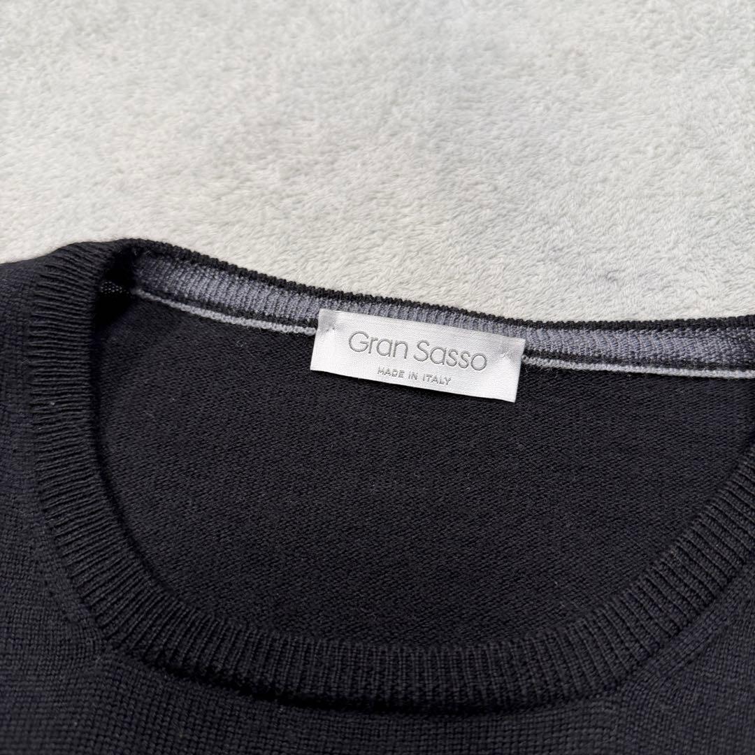 グランサッソ　50サイズ　丸首ニット　ウール　ブラック