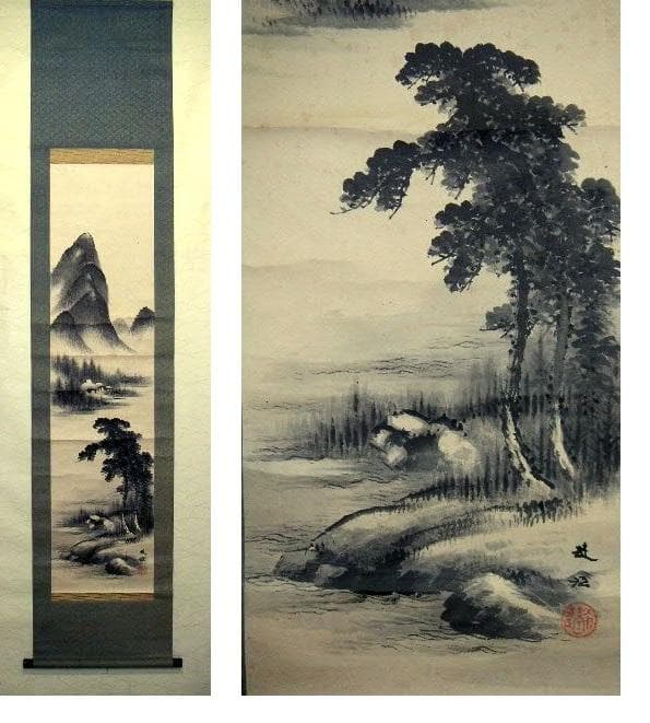 ♥掛軸　山水画　 西尾 楚江 　恵那市　掛け軸　骨董品