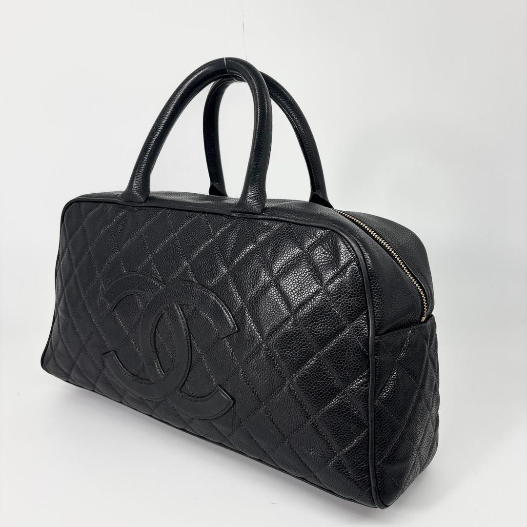 超極美品 シャネル マトラッセ キャビアスキン ココ ミニ ボストンバッグ