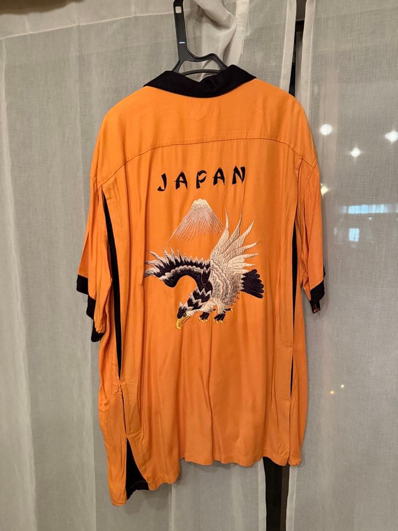 東洋テイラー　オレンジ色 ボタンシャツ 日本 鷲刺繍