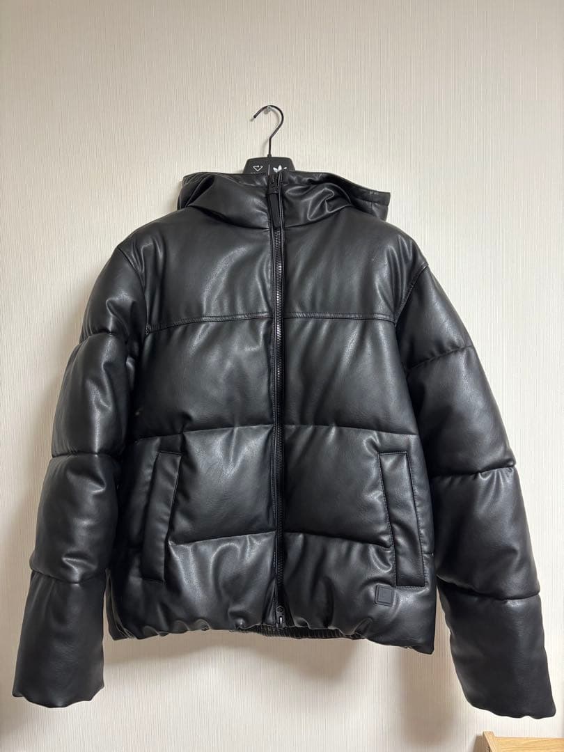ZARA ザラ レザーダウンジャケット ブラック XL