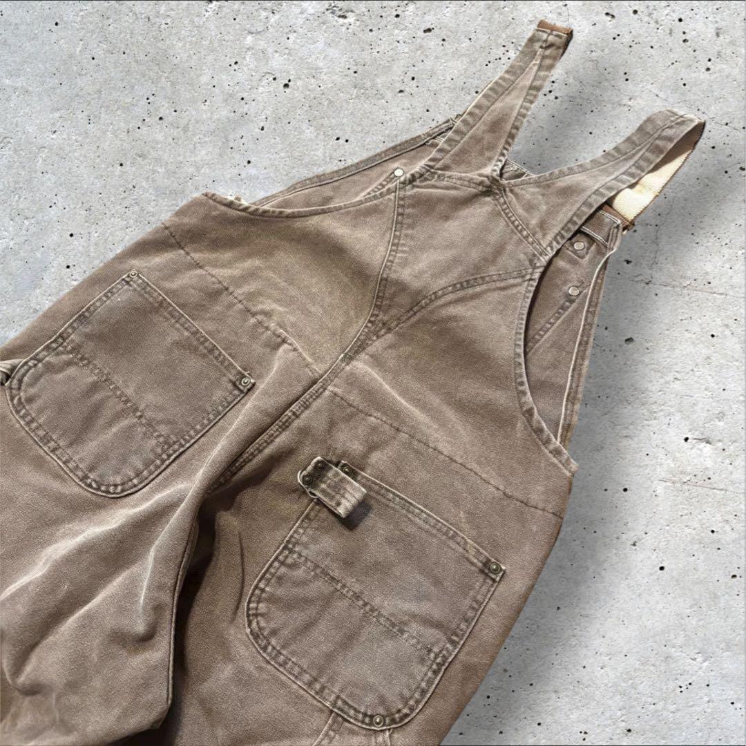 〈カーハート〉オーバーオール　36×30 茶色　ダブルニー　裏地キルティング　j