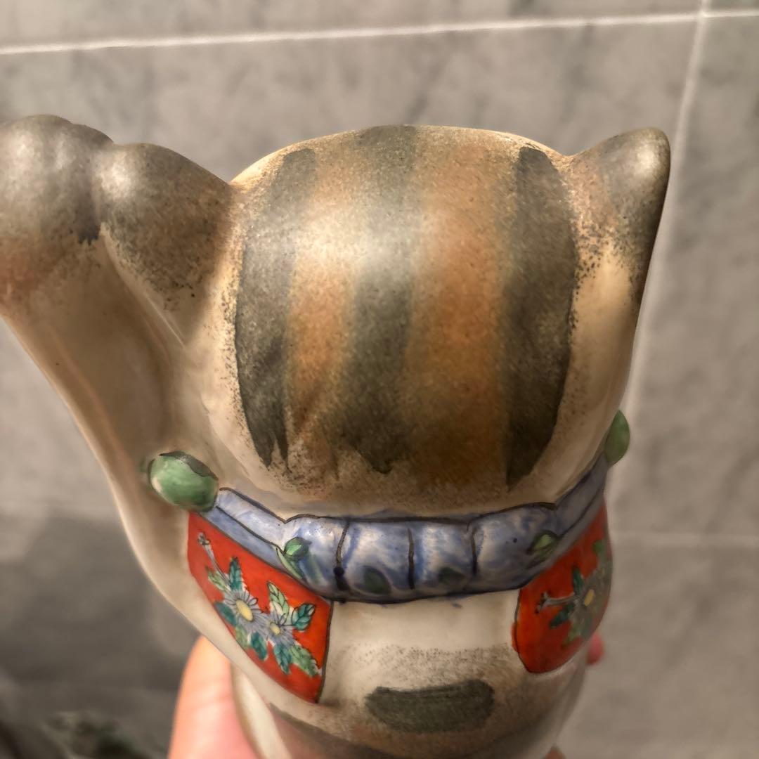 アンティーク伊万里　インパクトのあるお顔が忘れられなき親子の招き猫