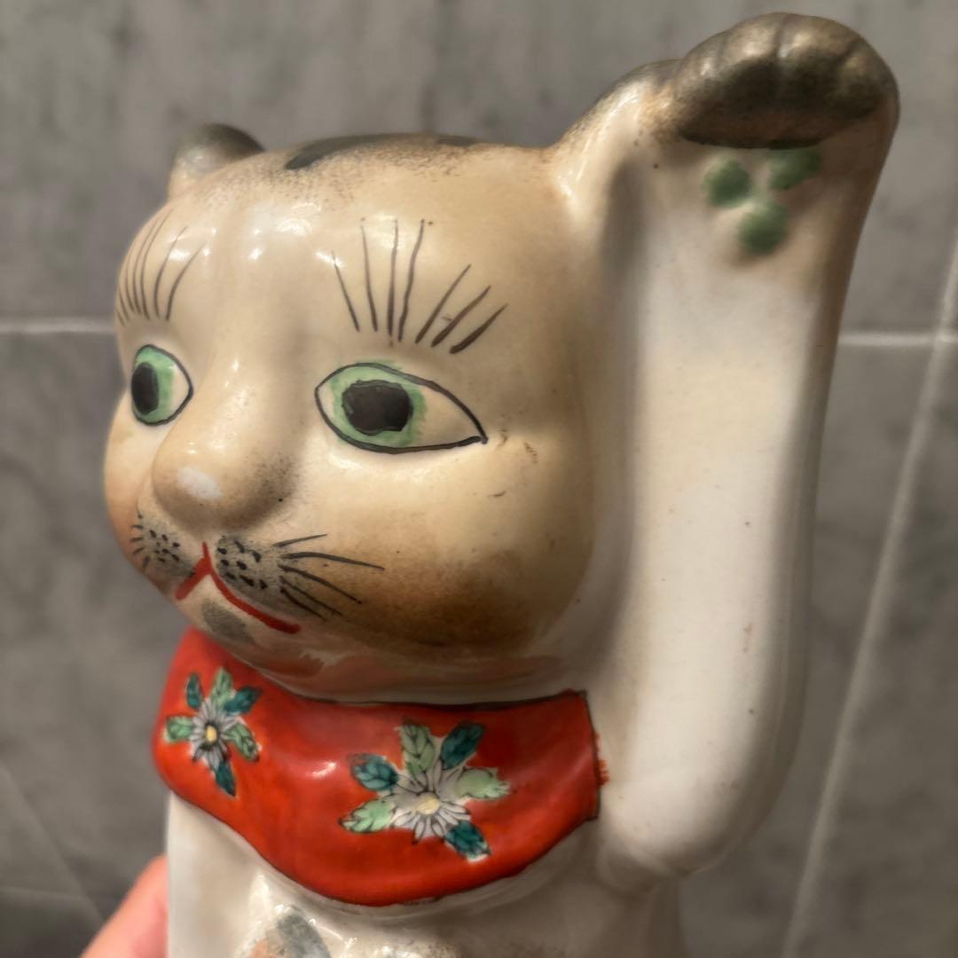 アンティーク伊万里　インパクトのあるお顔が忘れられなき親子の招き猫