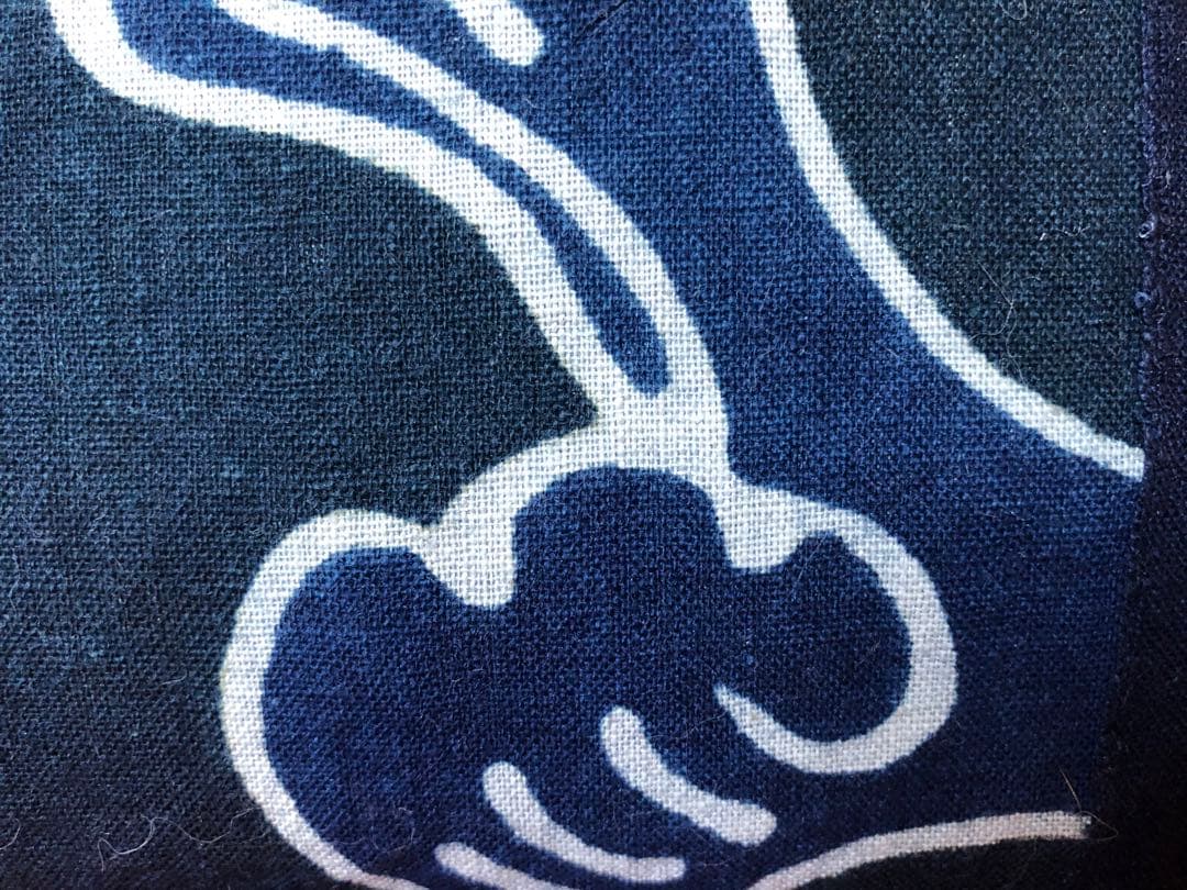 一閑張り　一閑張りバック　　　　藍染 筒がき　正絹古布　犬張子　狛犬