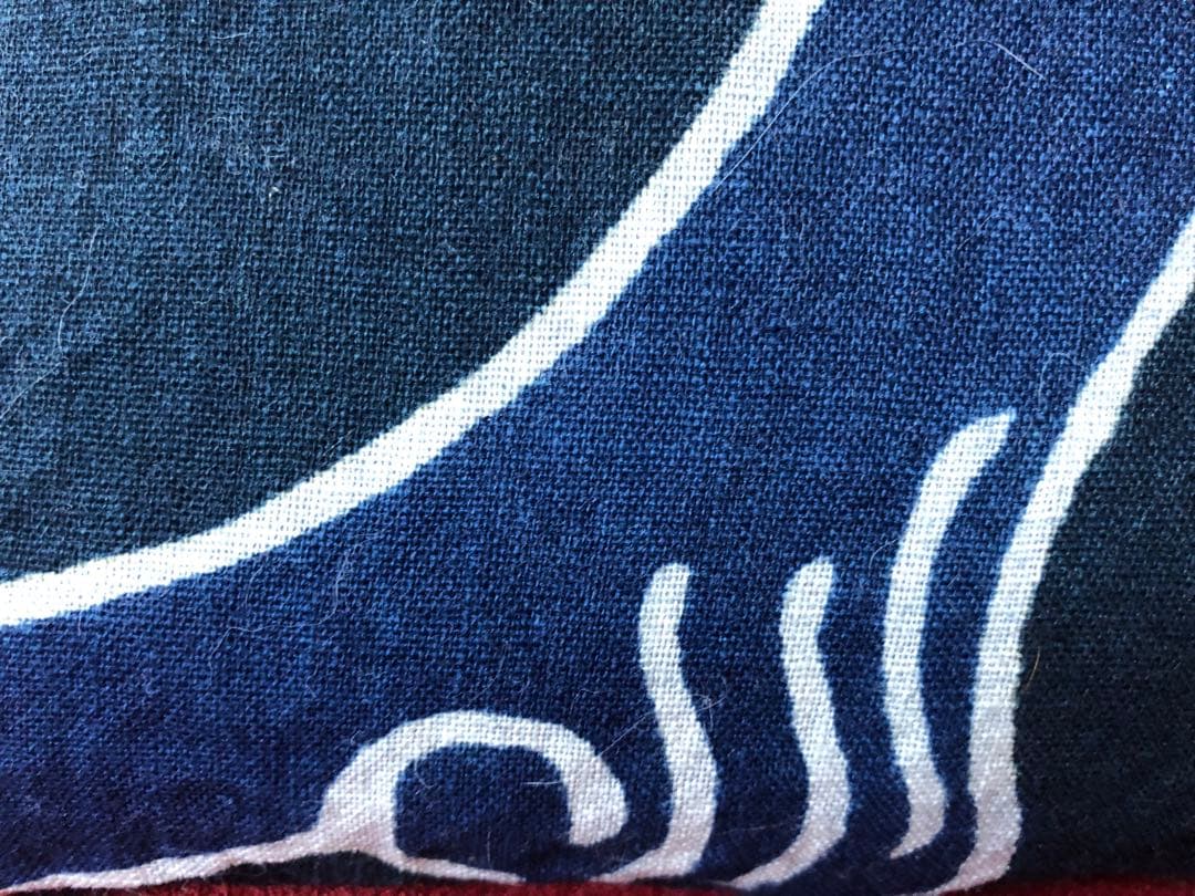 一閑張り　一閑張りバック　　　　藍染 筒がき　正絹古布　犬張子　狛犬