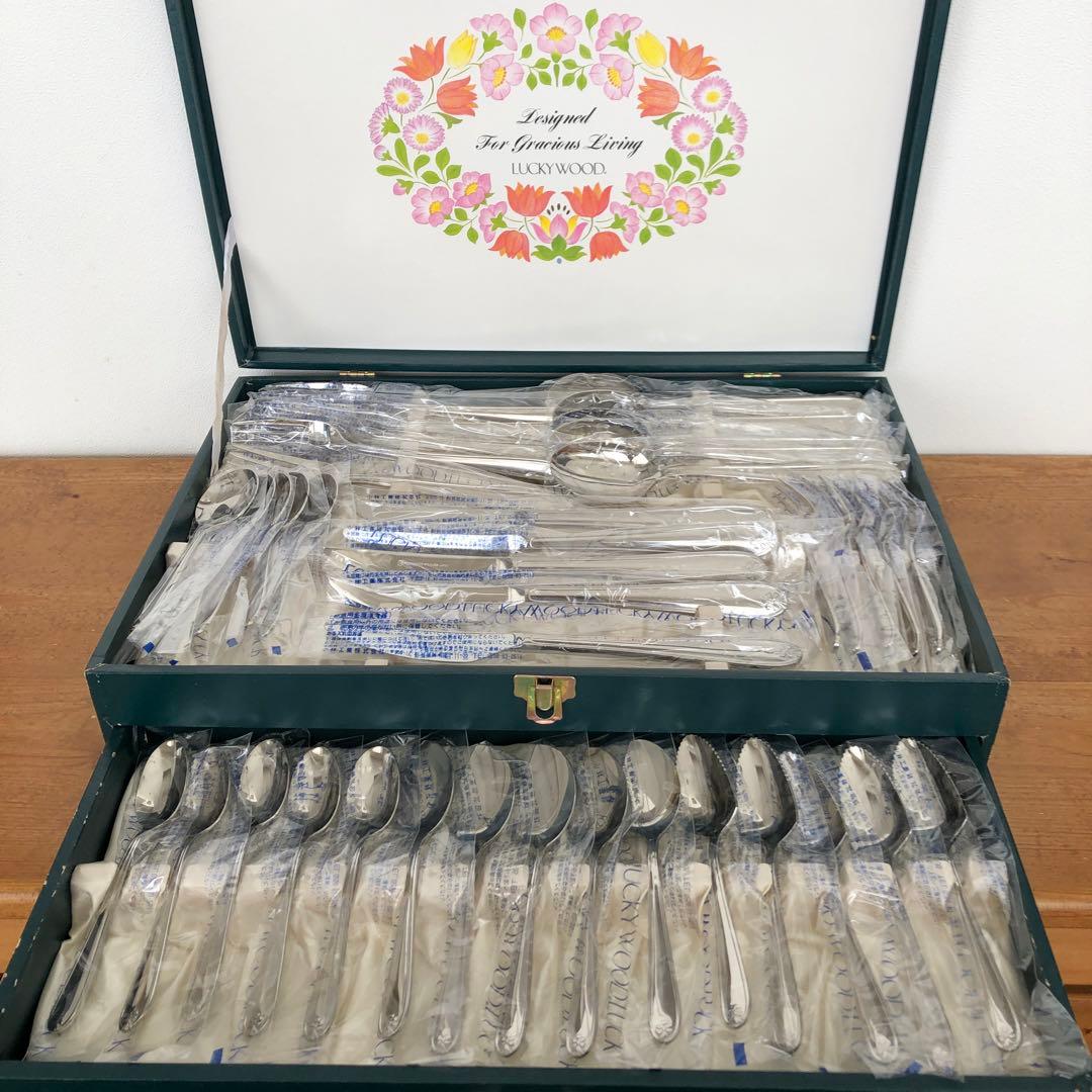 未使用　ラッキーウッド　マリエッタ　カトラリー40本セット　リボン　ハート