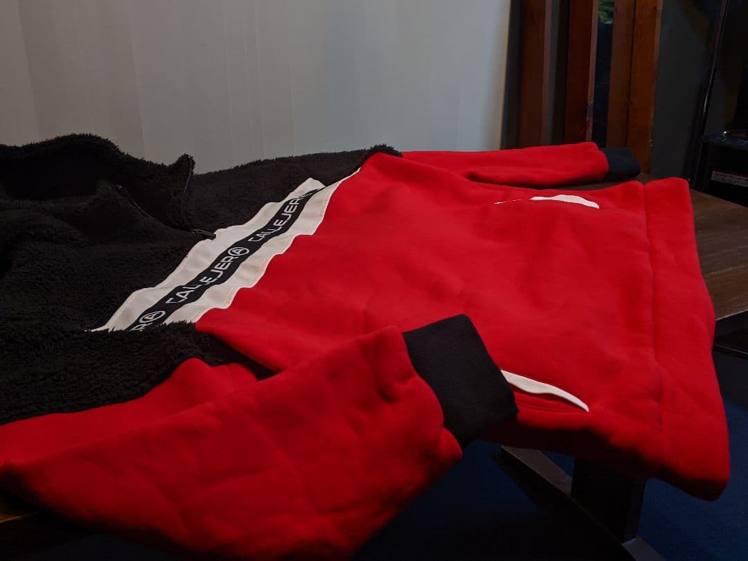 カジェヘラ　切替　ボア　ハーフジップ　パーカー　スウェット　ゴルフ　ウェア　黒