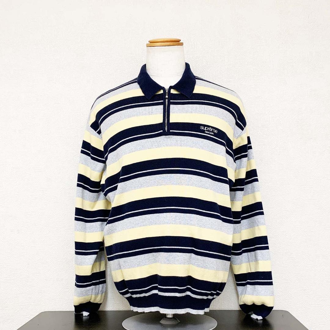 【美品】シュプリーム ストライプ ジップアップポロシャツ