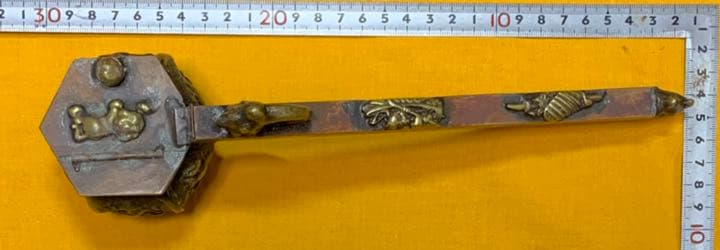 書道具　矢立やたて　蓋つき 古道具　文房具 美術品筆記用具お宝骨董　細密彫刻金工