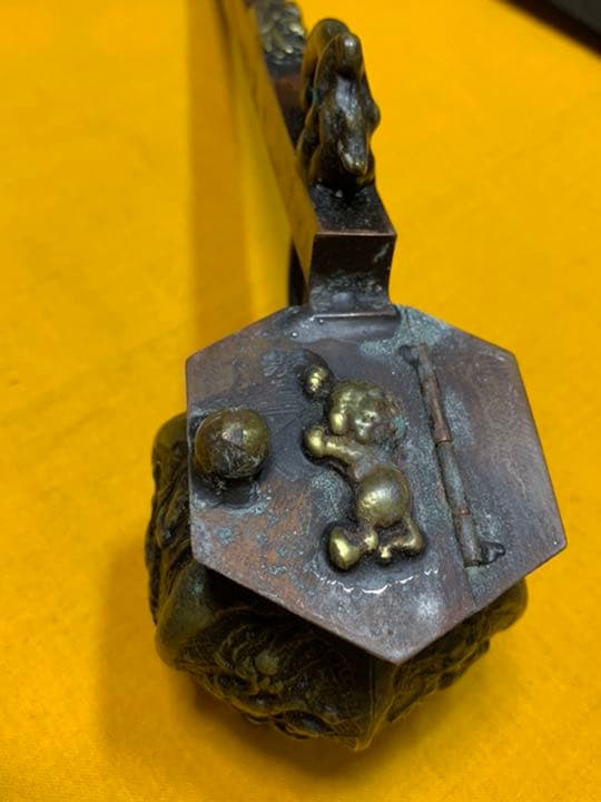 書道具　矢立やたて　蓋つき 古道具　文房具 美術品筆記用具お宝骨董　細密彫刻金工