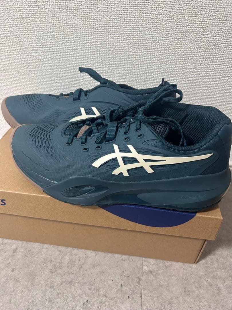 asics テニスシューズ ダークグリーン