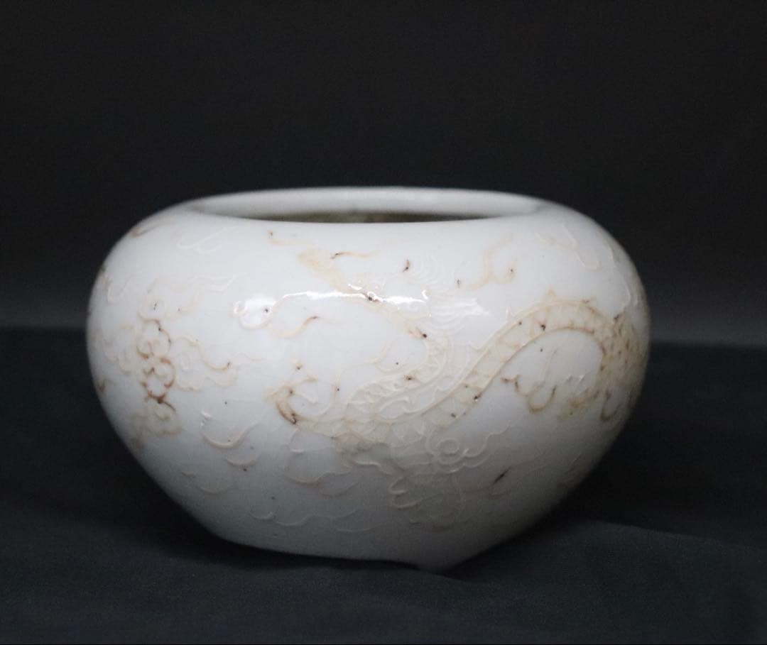 中国　明時代　龍紋　白磁香炉　アンティーク　送料込み260131