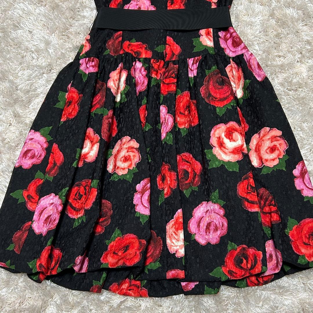 エムズグレイシー 秋冬カタログ バルーンワンピース 薔薇 ジャガード 花柄 黒