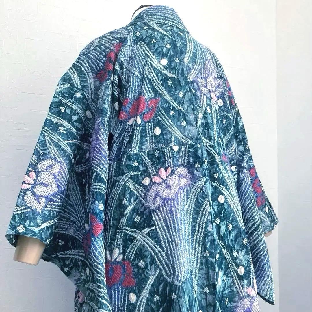 Pearlさま専用 有松絞り浴衣・有松鳴海絞り浴衣　燻んだグリーン　No7-22