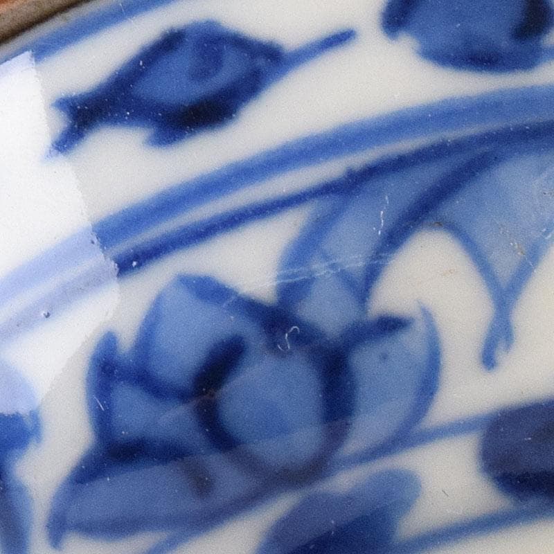 中国　新渡青花　花文　蓋壺　小壷　スンコロク　宋胡録　時代箱　C　R8683