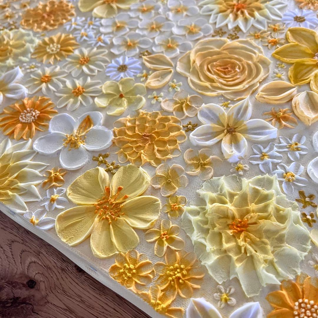 黄色 イエロー インテリア 花の絵 花柄 アート 絵画 原画 母の日