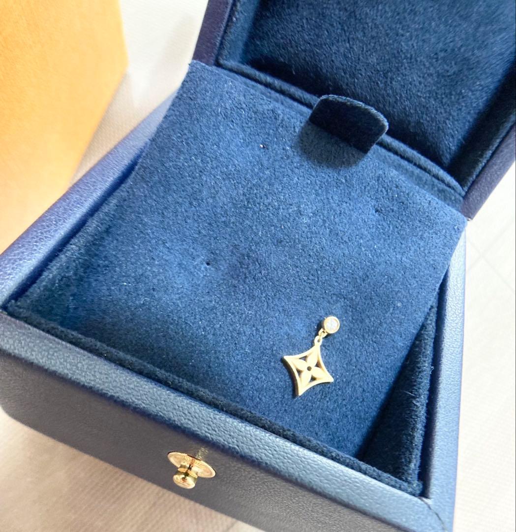 ルイヴィトンモノグラムイディールシングルピアス18金イエローゴールドダイヤモンド