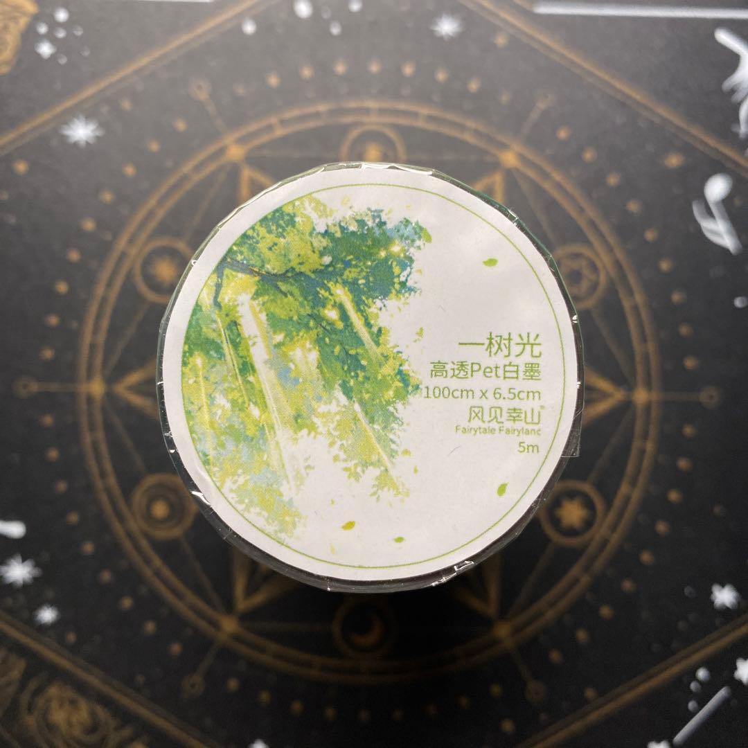 【9328】海外　マステ　5m巻　PETマスキングテープ　木影　四季　背景