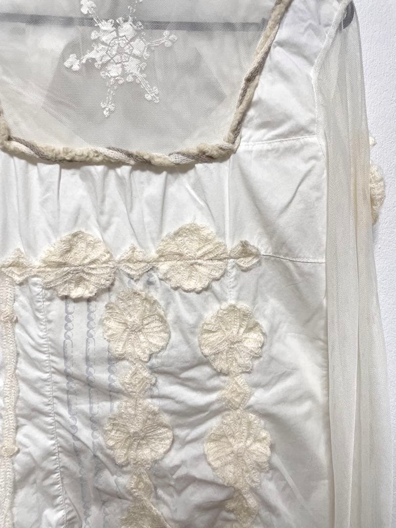 SAVE THE QUEEN 平成ギャルy2k レース長袖シャツ　白いカットソー