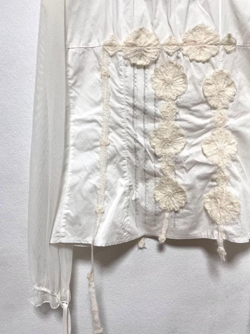 SAVE THE QUEEN 平成ギャルy2k レース長袖シャツ　白いカットソー