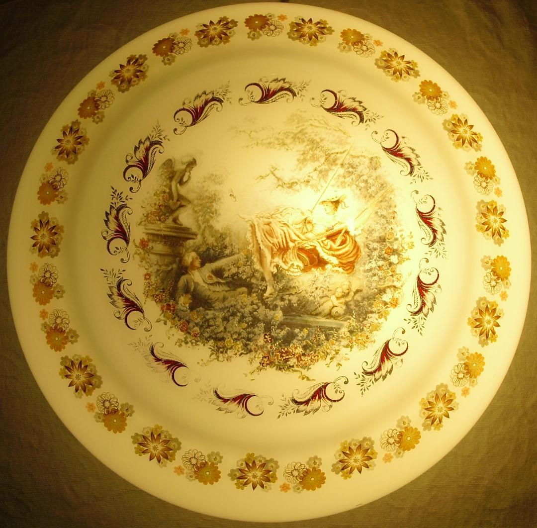 フランスアンティーク☆天井照明器具☆名画 フラゴナール「ぶらんこ」直径36㎝