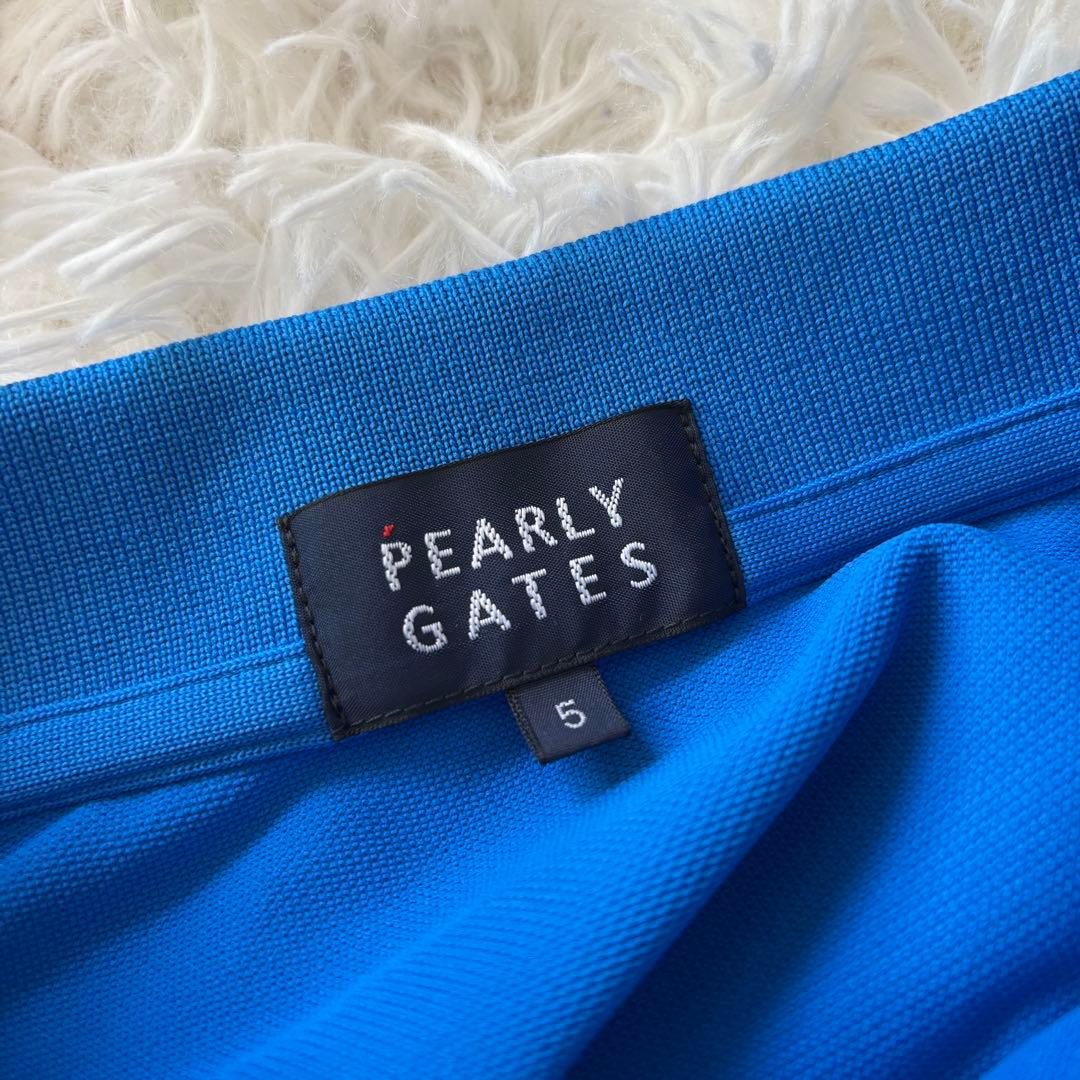 最新作 パーリーゲイツ ポロシャツ 鹿子 ブルー ストレッチ 襟付き