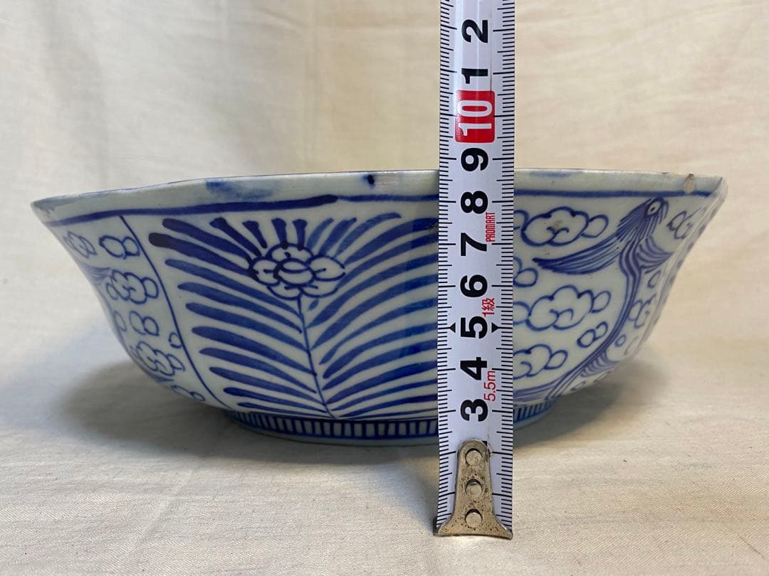 伊万里　古伊万里　染付　ベロ藍　花の図　蝶の図