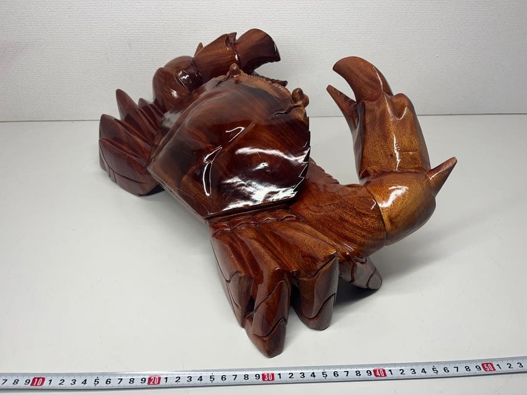 稀少 木彫り 大きい 蟹 カニ 木製 置物 木工 工芸品 飾り 隠し収納