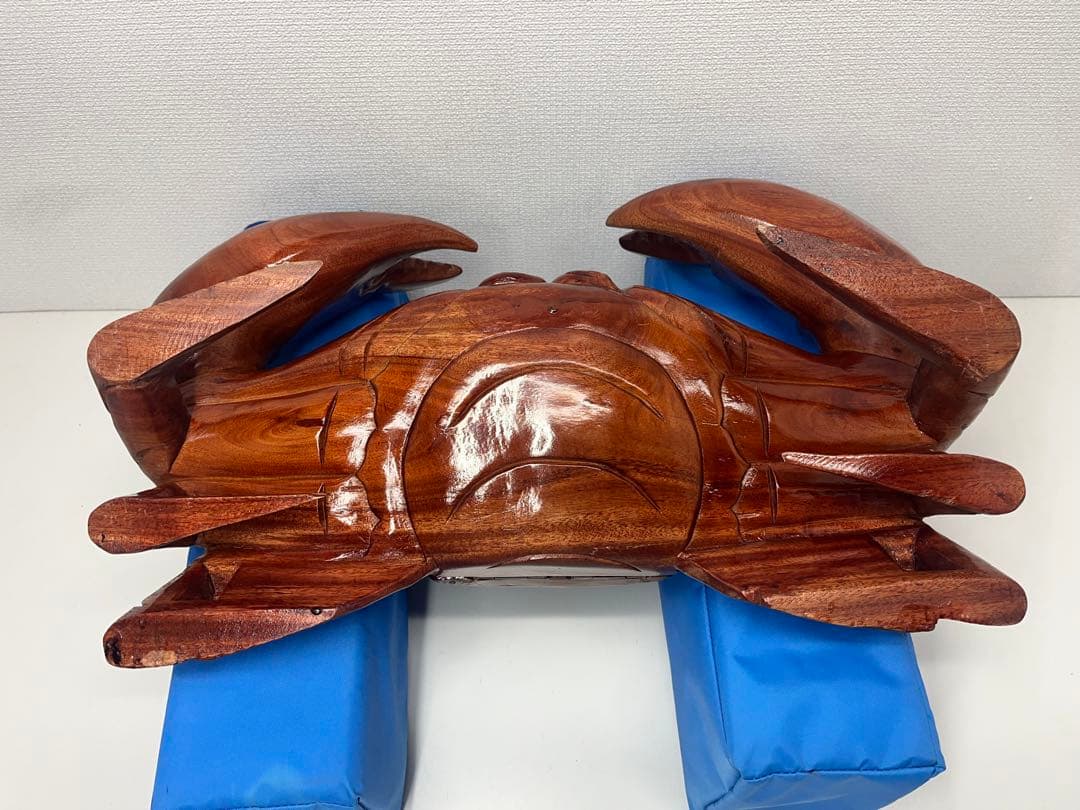 稀少 木彫り 大きい 蟹 カニ 木製 置物 木工 工芸品 飾り 隠し収納