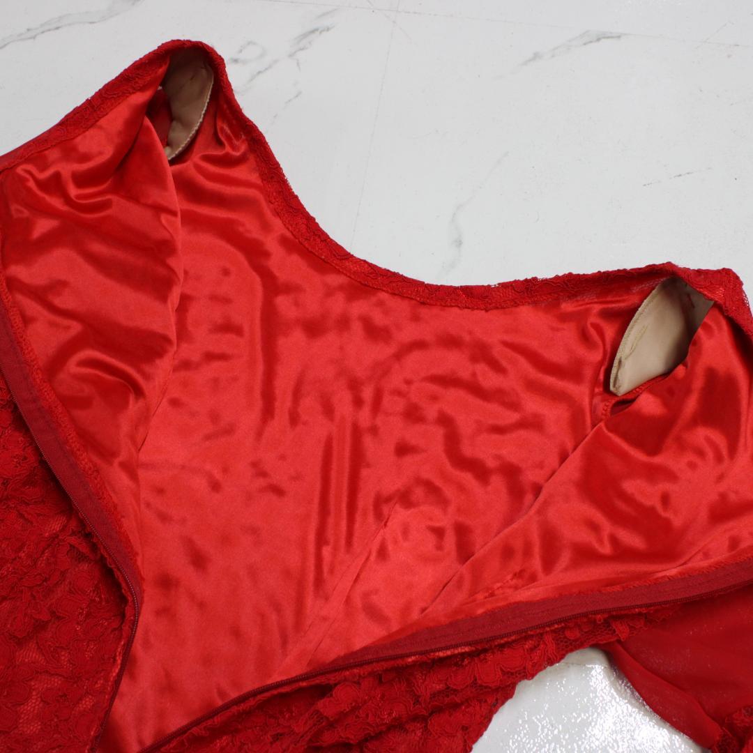 【美品 社交ダンス衣装】ワンピース ドレス ラテンドレス 赤 レッド フリー