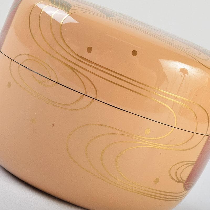 茶道具　加賀蒔絵師　中村宗尹作　白漆　花筏蒔絵　平棗　共箱　V　R9537