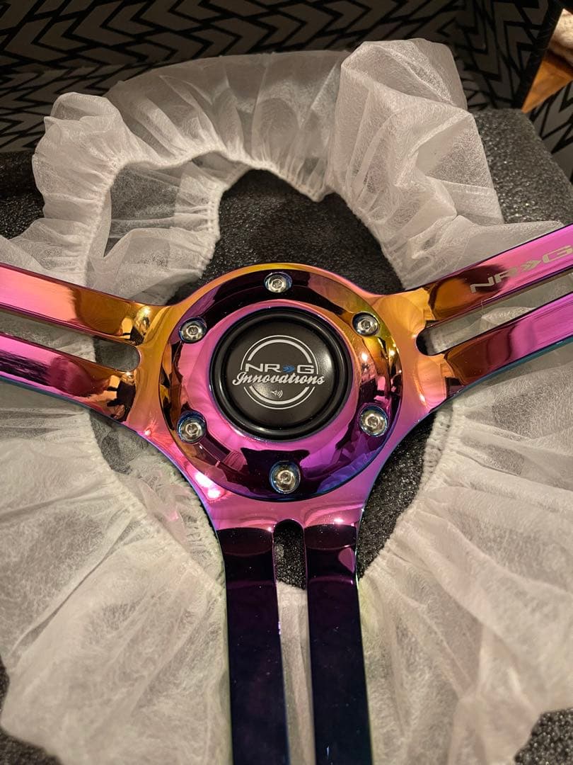 NRG RST-018BK-MC 強化ステアリング 木製 クロームスポーク