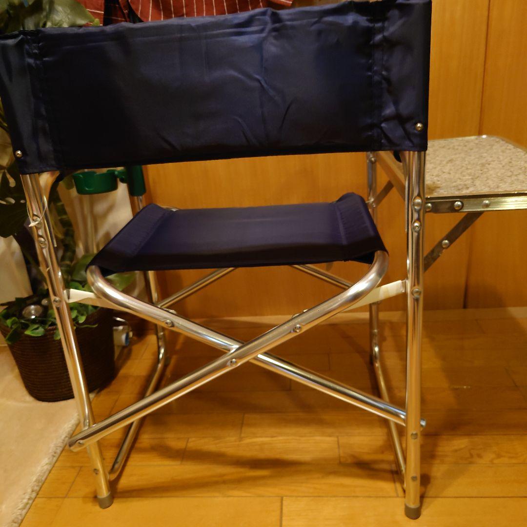 美品！CAPTAINSTAGアウトドアディレクターチェアーサイド御影石調テーブル