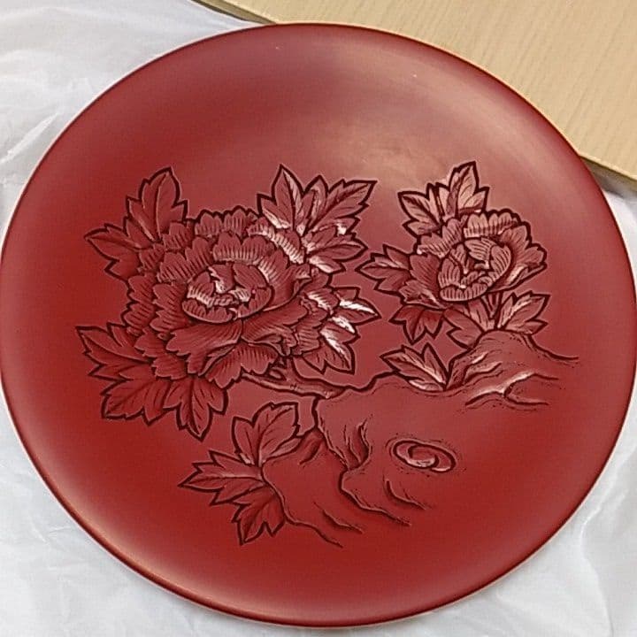 村上堆朱　鉢　大（岩牡丹)　立付