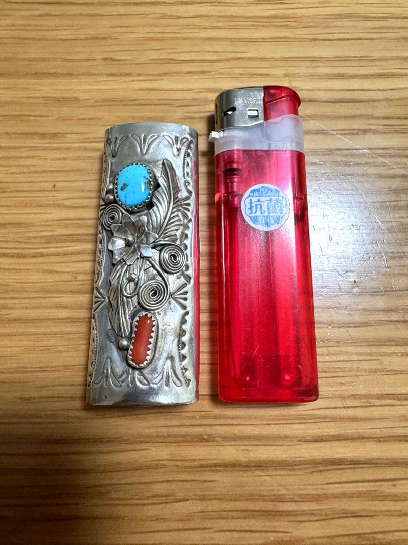 ビンテージ　ナバホ　Navajo ライターケース　ターコイズ　コーラル