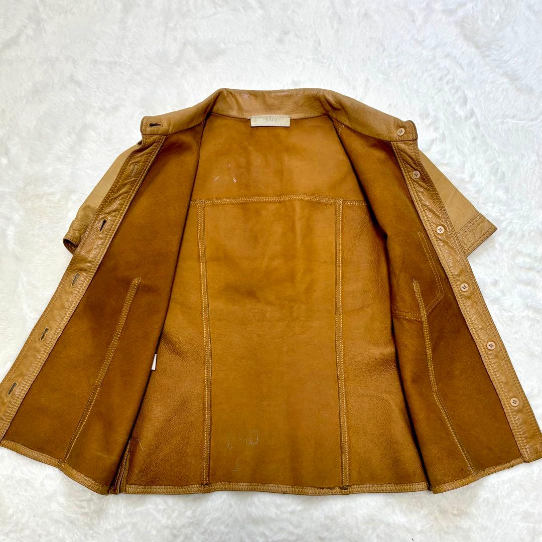 PRADA プラダ ヴィンテージ アーカイブ レザーシャツ キャメル カーフ