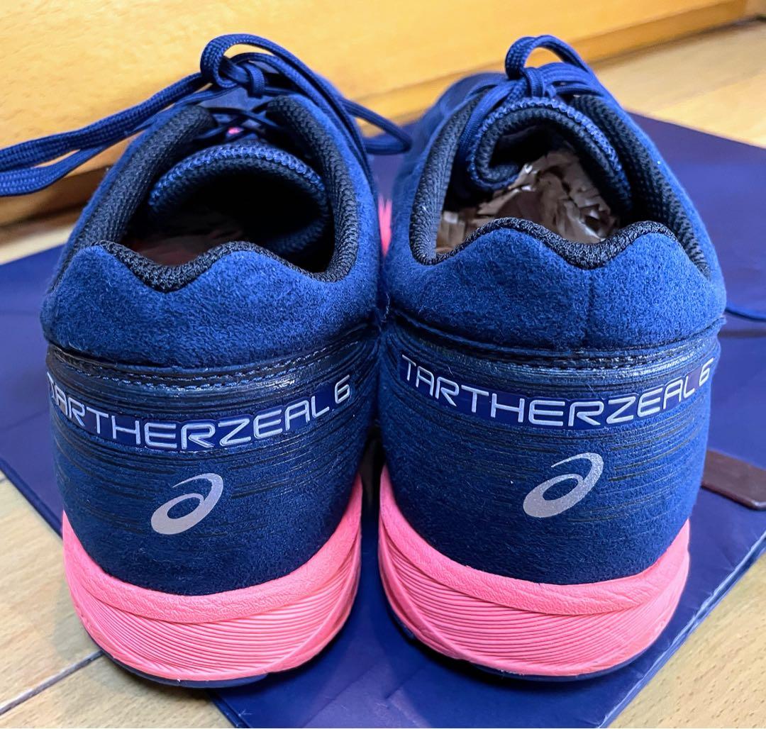 A美品アシックスターサージールランニングシューズ軽量ネイビー×シルバー28.5