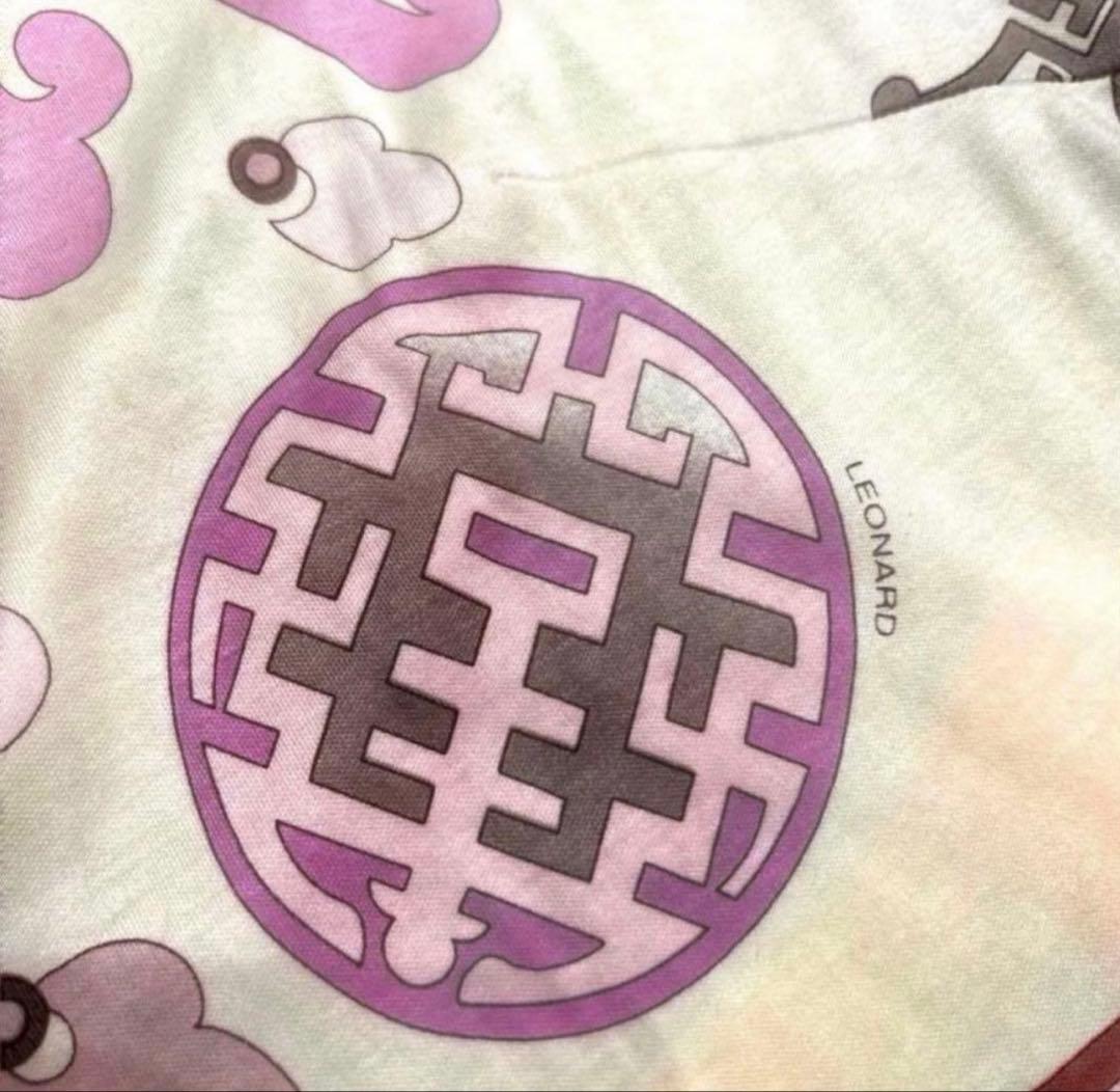 LEONARD レオナール　長袖 花柄ピンク系 カーディガン サイズL