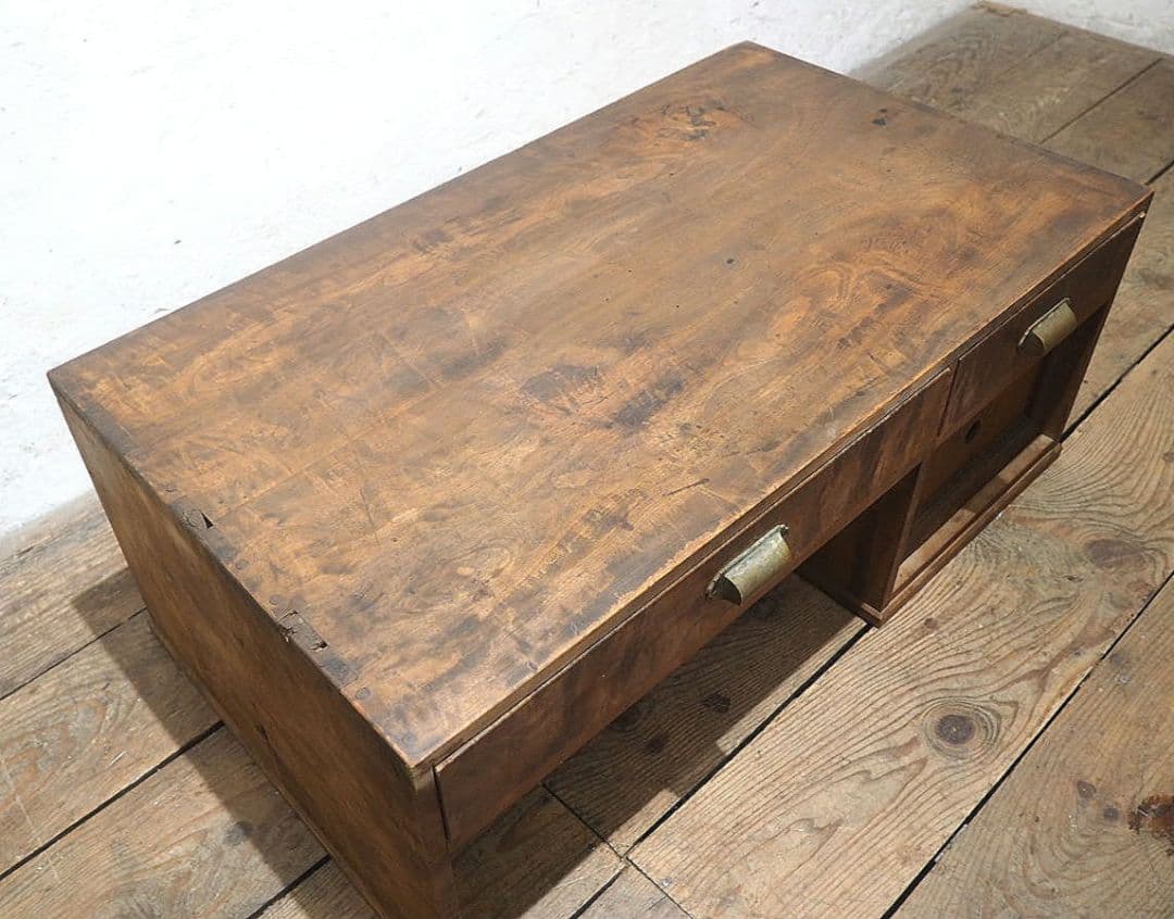 1289 ヴィンテージ　ロータイプの片袖机　文机　ローテーブル　収納棚　レトロ