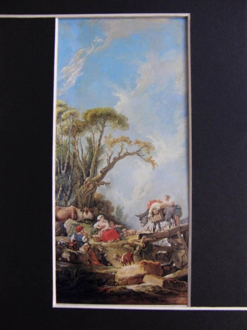 フランソワ ブーシェ、【市場の帰り】、希少画集画、状態良好、新品高級額装付