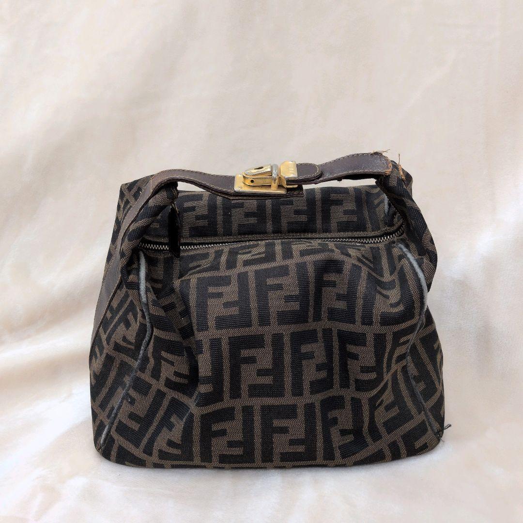 状態難 FENDI フェンディ ズッカ 柄バニティバッグ ブラウン 茶